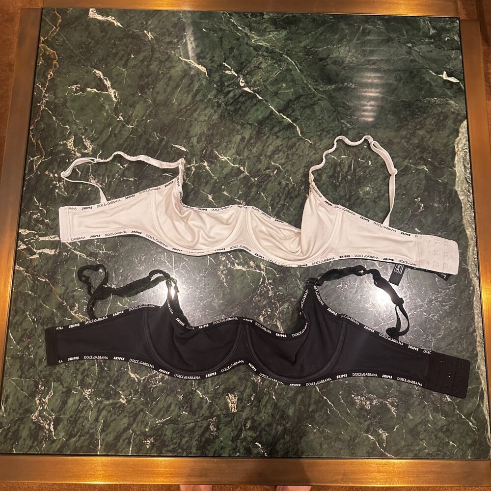 2 Dolce & Gabbana x SKIMS Cotton Jersey Balconette Bra in Snow 32DD